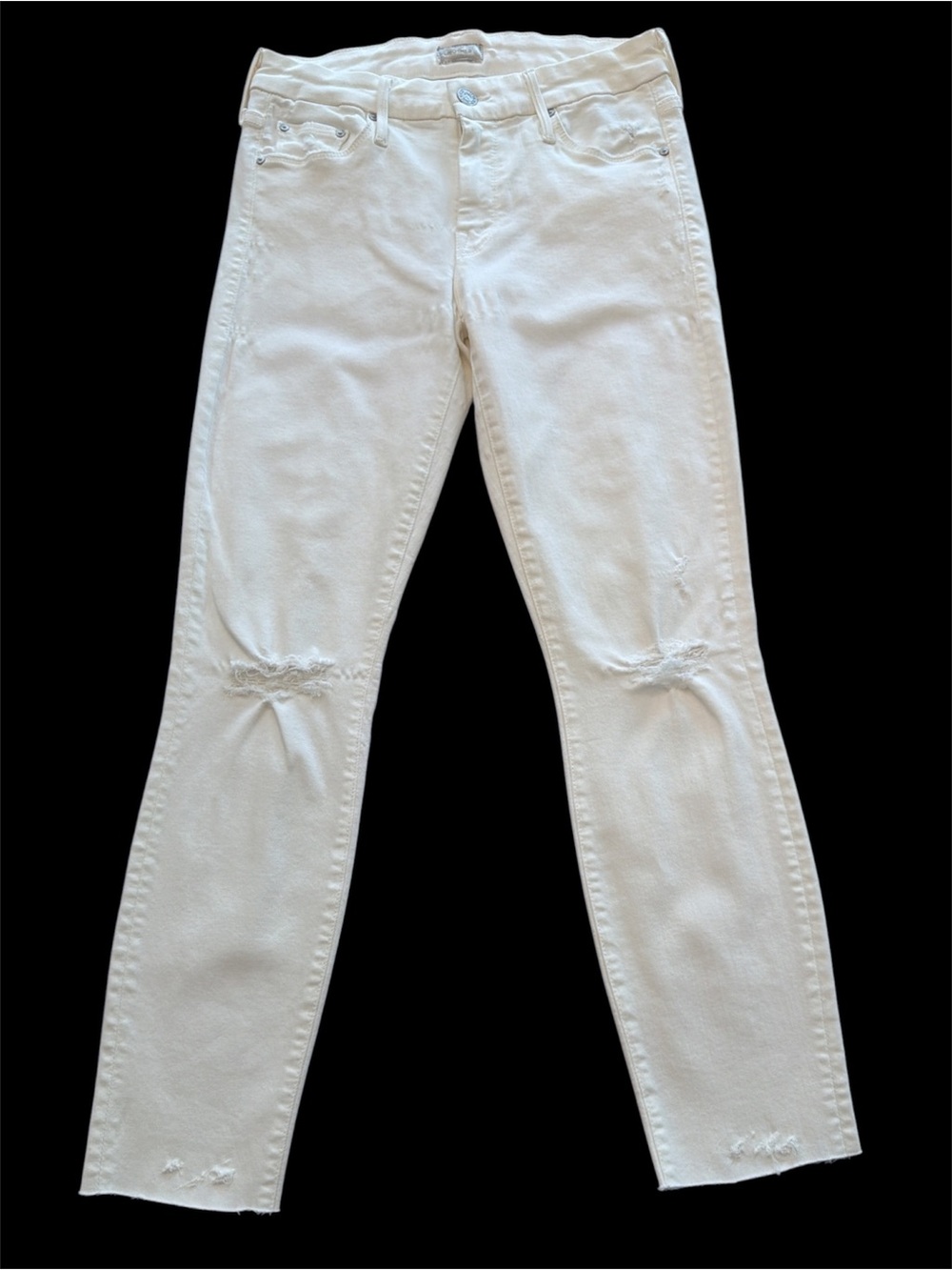 MOTHER The Looker Ankle Fray Little Miss Innocent Skinny Distressed Jeans